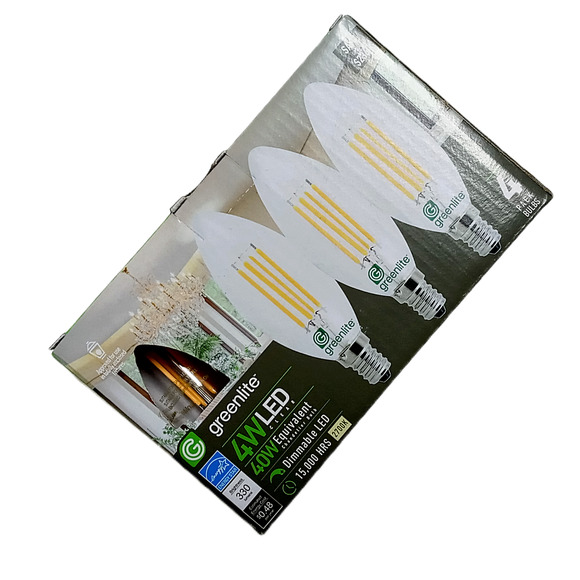 GreenLite 4PK LED Light Bulbs 4W LED Equal to 40W 15,000 Hours 2700K DIMMABLE - Picture 1 of 10